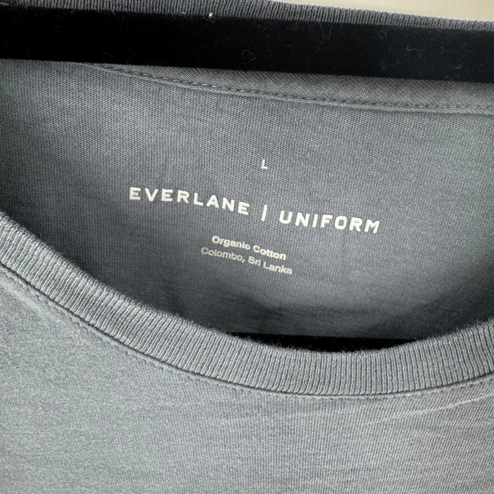 Everlane Uniform Organic Cotton Crewneck T-Shirt Slate Blue Gray Mens Large L - Picture 2 of 3